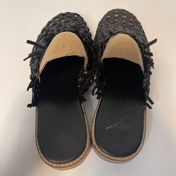 Free People Mirage Woven Black Flat Mules Size 40 - Picture 5 of 9